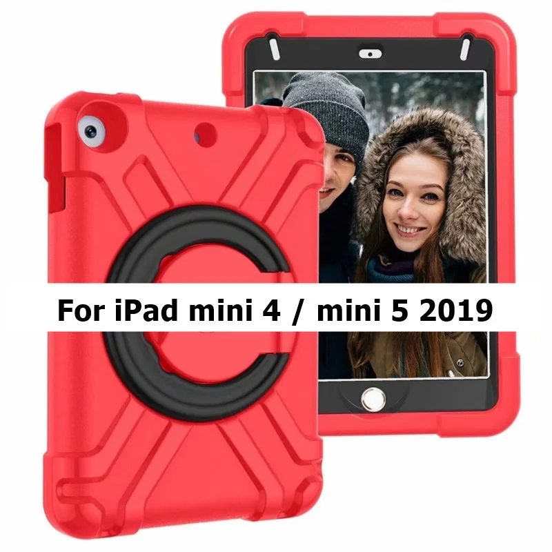 Чехол для Apple iPad mini 5 7,", защитный резиновый Силиконовый противоударный чехол-стойка для брони для iPad mini 1 2 3 4 - Цвет: mini 45-Red Black