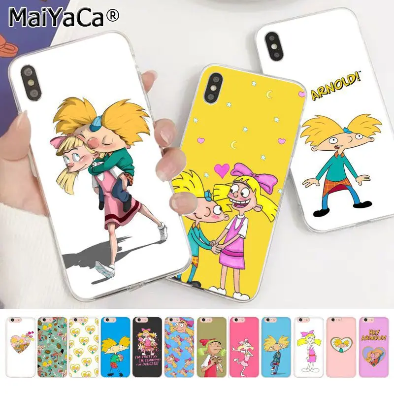 Забавный мультяшный чехол MaiYaCa с надписью Hey Арнольд Helga love для iphone SE 2020 11 pro 8 7 66S Plus