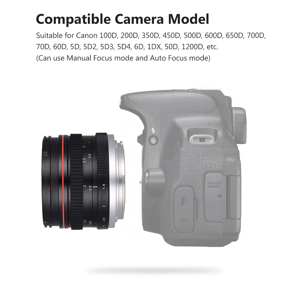 Профессиональный 50 мм F1.4 объектив камеры для Canon 100D 200D 350D Большая диафрагма Стандартный антропоморфный объектив камеры низкая дисперсия