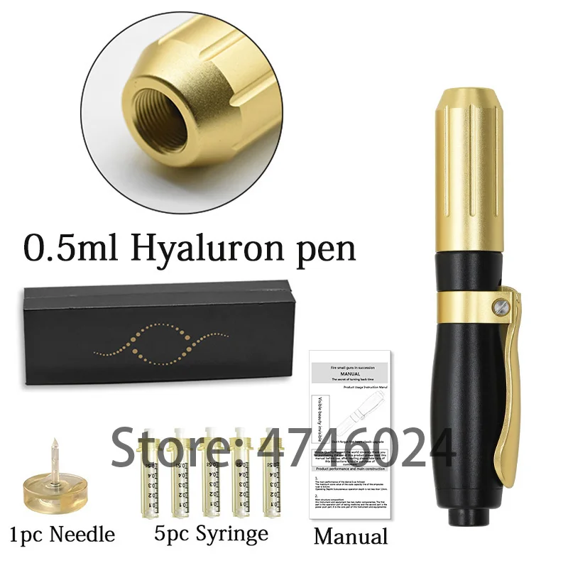 0,3 мл Регулируемый неинвазивный ингалятор гиалуроновая ручка кислотные губы стабилизатор иглы для инъекций без инъекций гиалурон распылитель пистолет - Номер модели: 0.5 black pen kit
