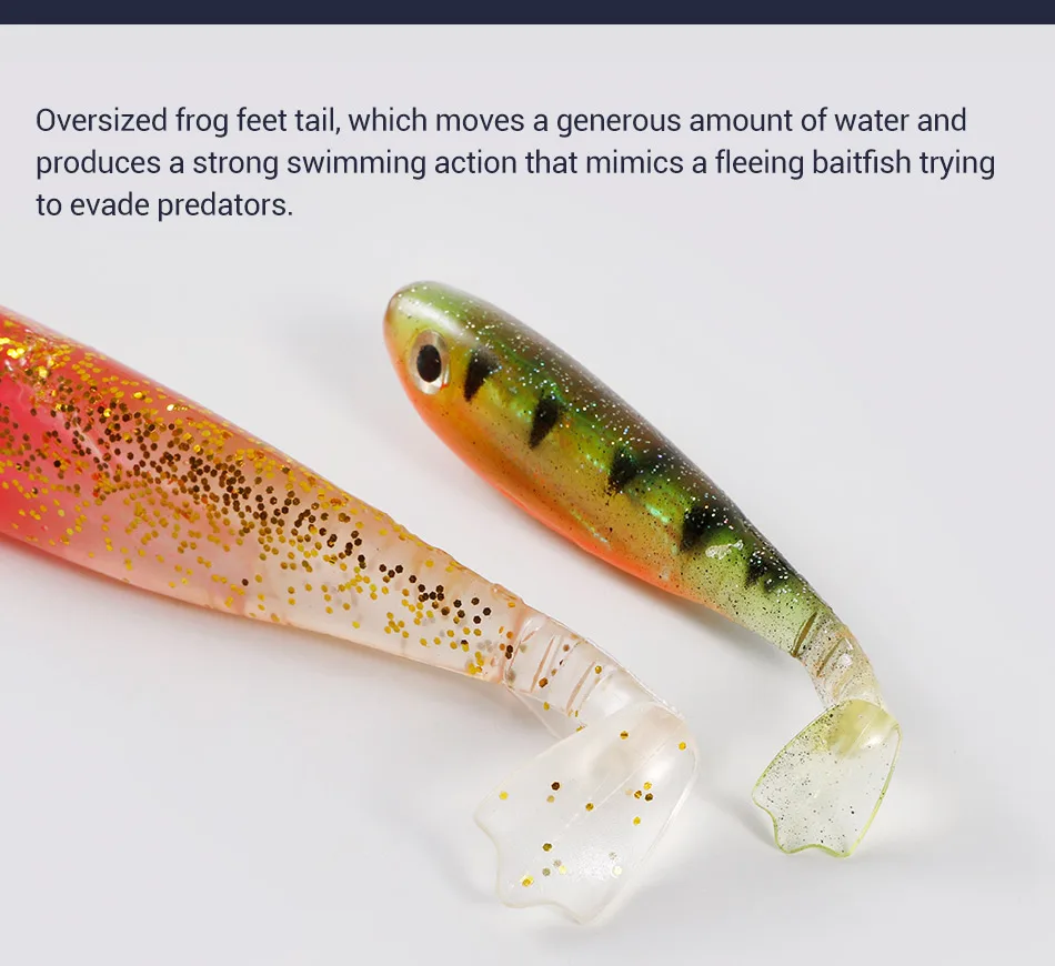 Noeby Weicher Silikon-Shad-Köder, 6 cm, 2,5 g, 9 cm, 8 g, 13 cm, 23 g, künstlicher weicher Köder, Froschschwanz, riechender Laser für Barsch, Hecht, Angelköder – Detail 4