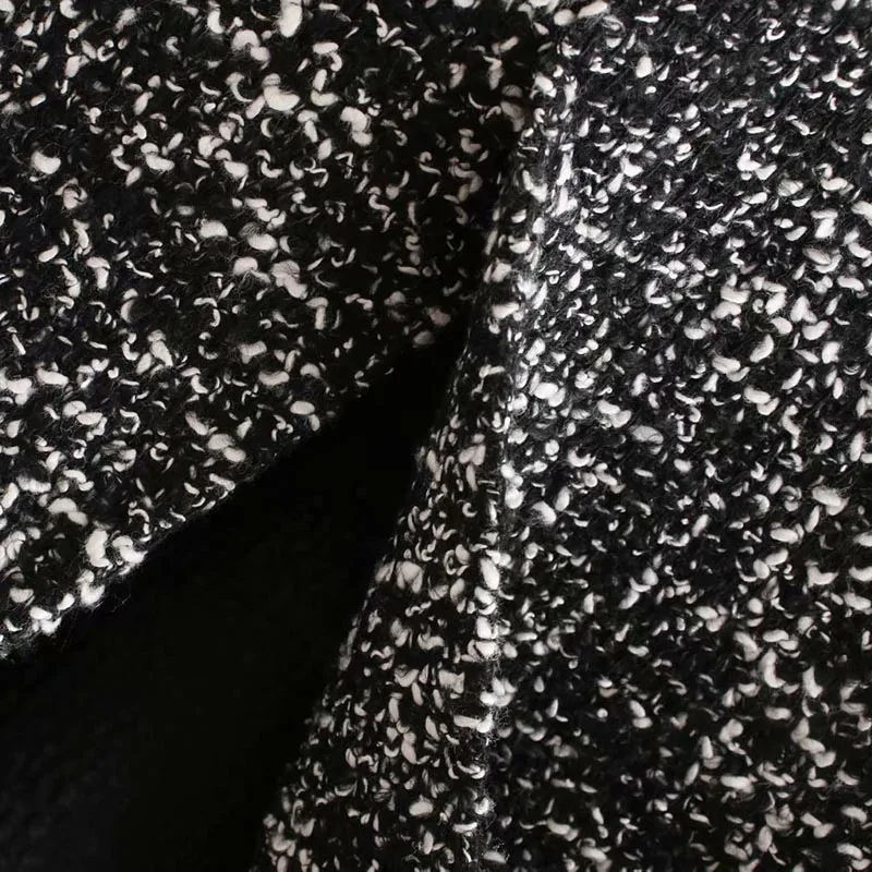 QZ626 High Waist Back Split Tassels Edge Textured Fancy Elegant Tweed Skirt Office Lady Trendy Basic Skirts
