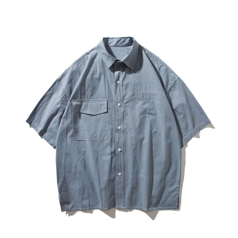 Мужская рубашка странные вещи camisa masculina с длинными рукавами Мужская гавайская рубашка одежда мужские льняные рубашки рубашка с коротким рукавом - Цвет: Синий