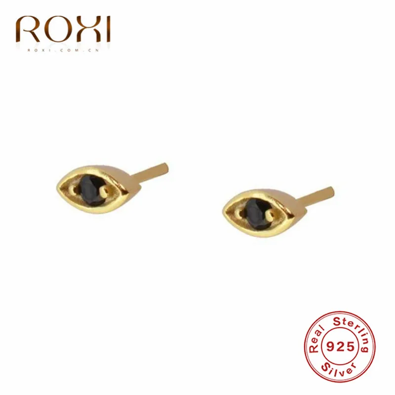 ROXI новые модные ювелирные изделия мини серьги-гвоздики для глаз для женщин Подарки счастливые сглаз серьги-гвоздики серьги из стерлингового серебра 925 пробы