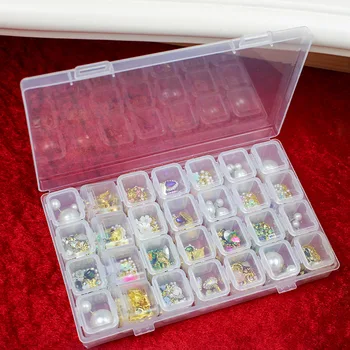 

Manicure Implement Ornament Storage Box Ornament Dispensing 28 Lattice Transparent Removable Box Small Storage Consolidation