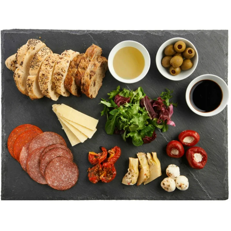 New Slate Stone Coasters Square Black Serving Plate Natural Edge Stone Drink Coaster Pad  for Bar and Home