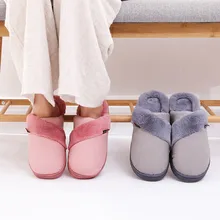 Женские и мужские теплые Нескользящие домашние тапочки из флока в полоску; домашняя обувь