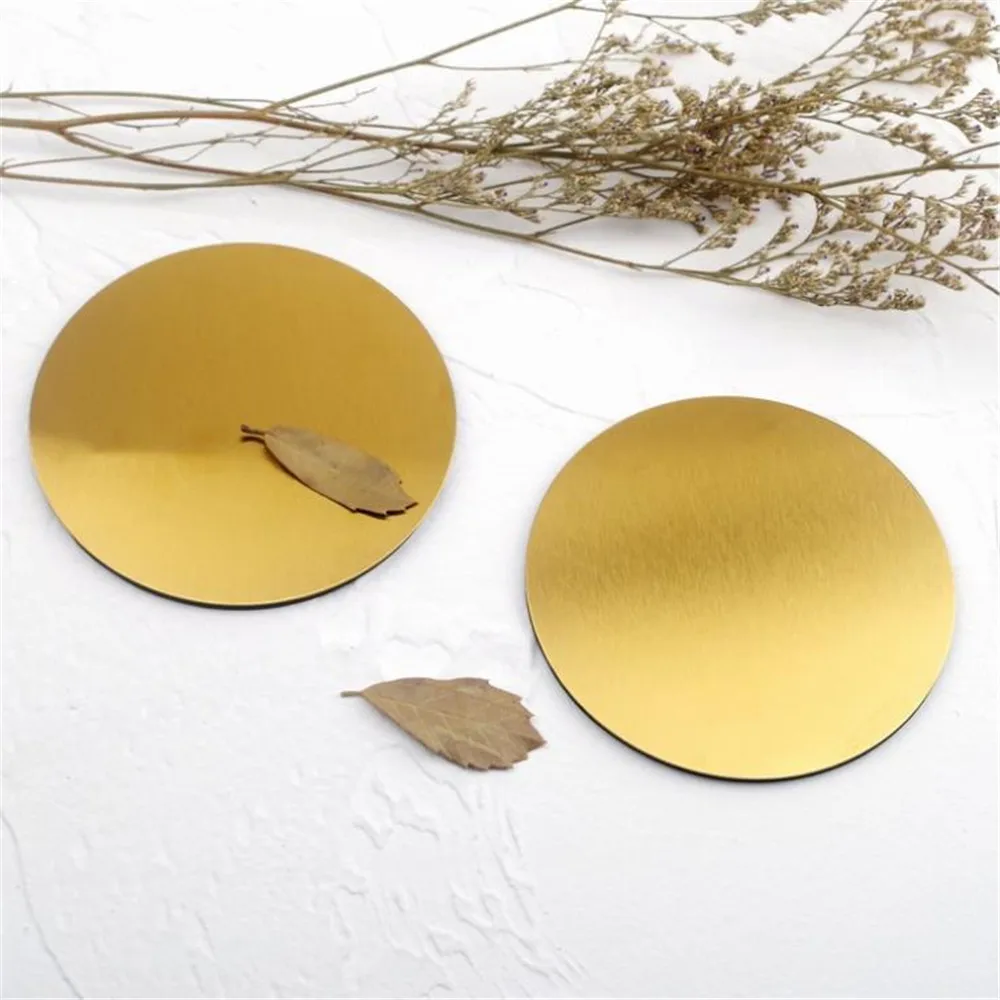 

Stainless Steel Coaster Coffee Cup Mat Gold Plated Flamingo Elk Zebra Pattern Waterproof Desktop Non-slip Pad Table Decoration