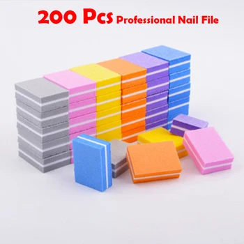 

200pcs Random Color Mini Nail Sponge Nail File Buffer Block Buffing Sanding Professional Nail Tools Pedicure Manicure Small File