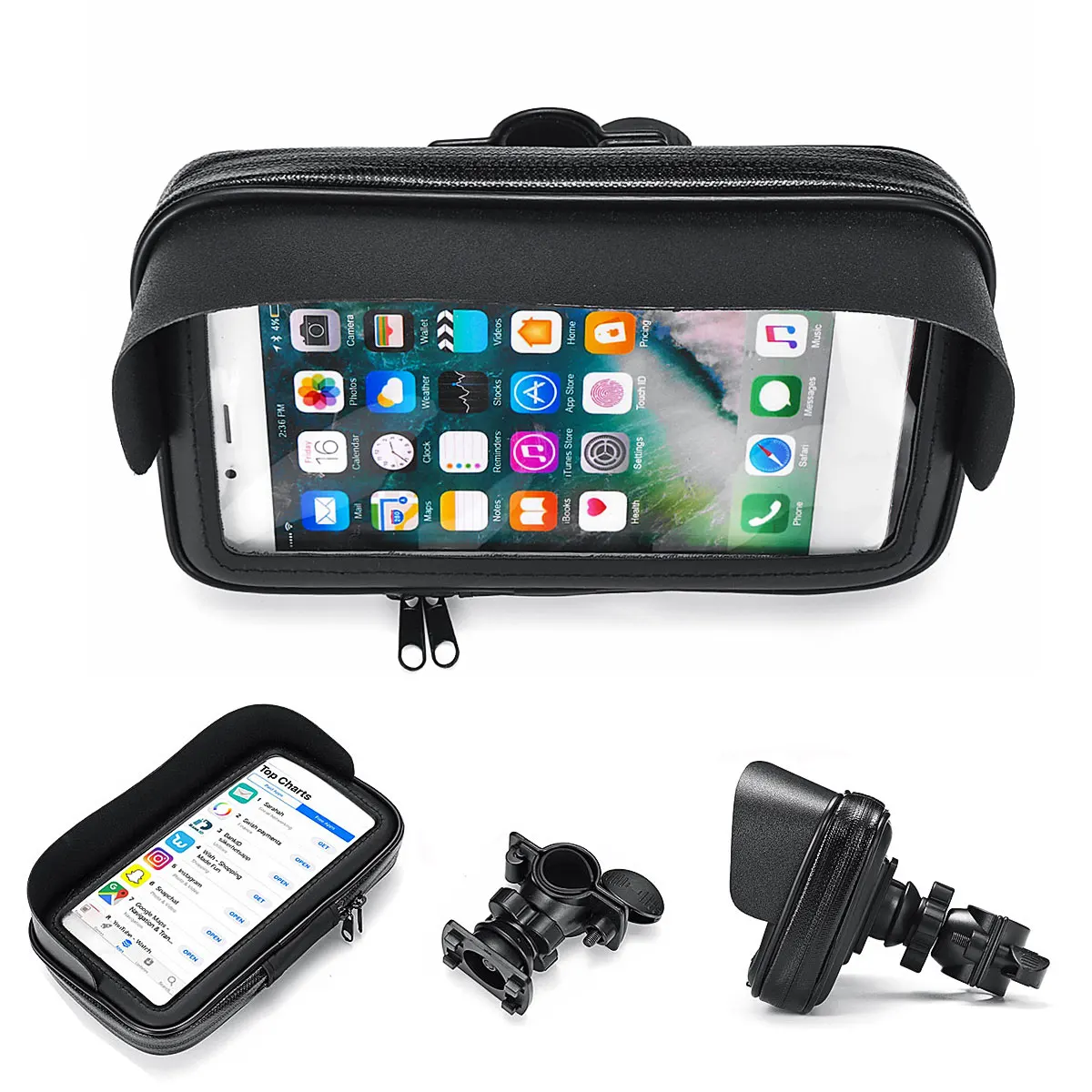  6.3 inch Waterproof Bike Bicycle Mobile Phone Holder Stand Motorcycle Handlebar Mount Bag Case Cove