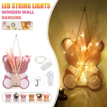 

Wooden Wall Decoration with LED String Lights for Home Living Room For Kids Bedroom Wedding Wall Hanging Hanging Decor
