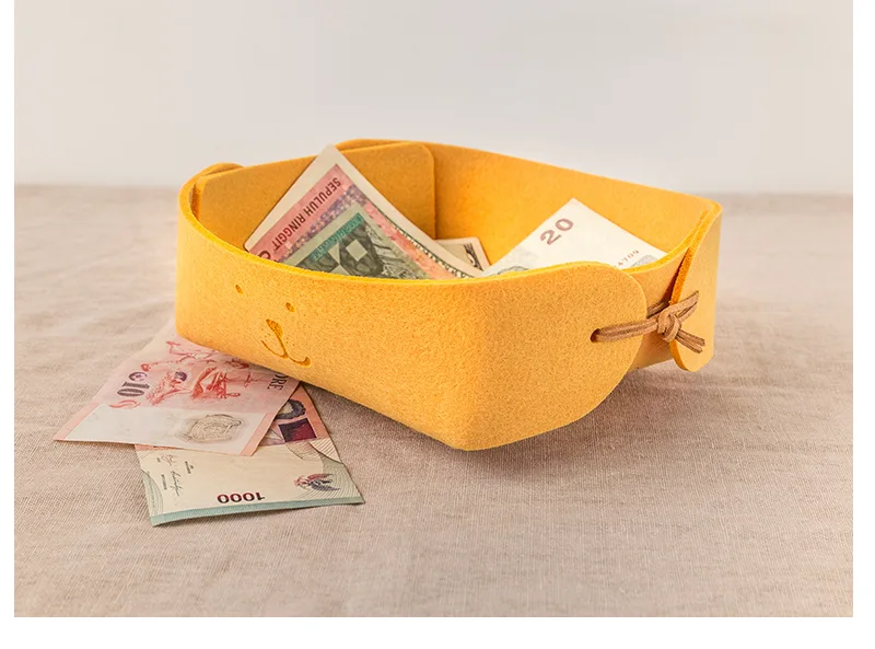 

Durable Desk Coin Key Wallet cellphone Tray Foldable Felt Storage Box Desk Organizer Sundries Storage Box