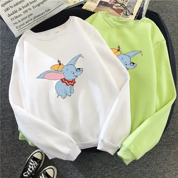 

2020 Autumn Winter shirt streetwear long sleeve shirt women animal print Dumbo Elephant Couple shirt Women men Top Tees M-XXL