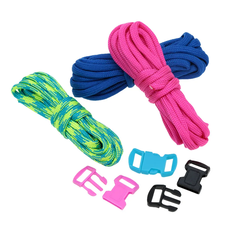 3Pcs 2.5m Paracord 7 Strand Parachute Cord Outdoor Emergency Survival Tool Hand-knitted DIY Kits