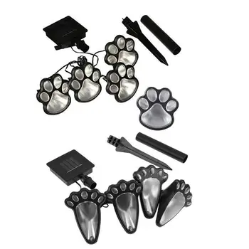 

4 Solar Cat Animal Paw Print Lights Garden Outdoors Lantern LED Path Lamp