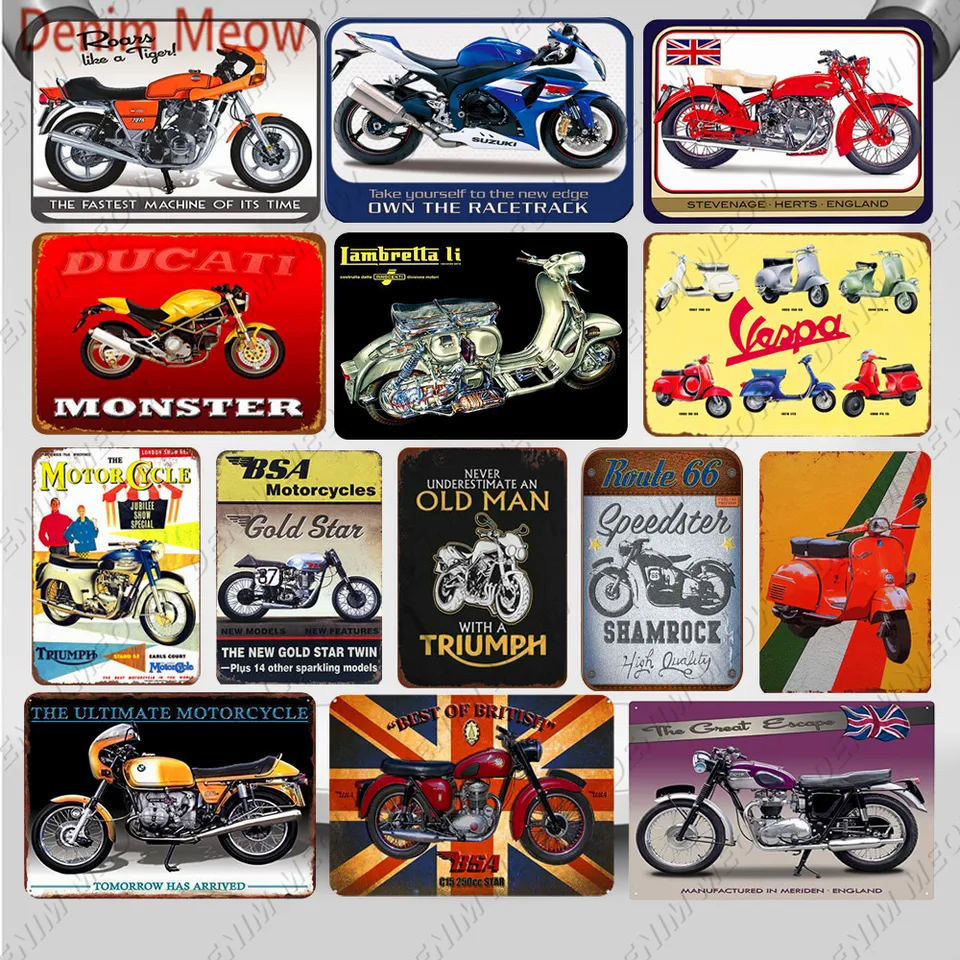 Vintage Iron Motorworks TIN SIGN Vintage Motorcycle Garage Poster Decor Shop Ad