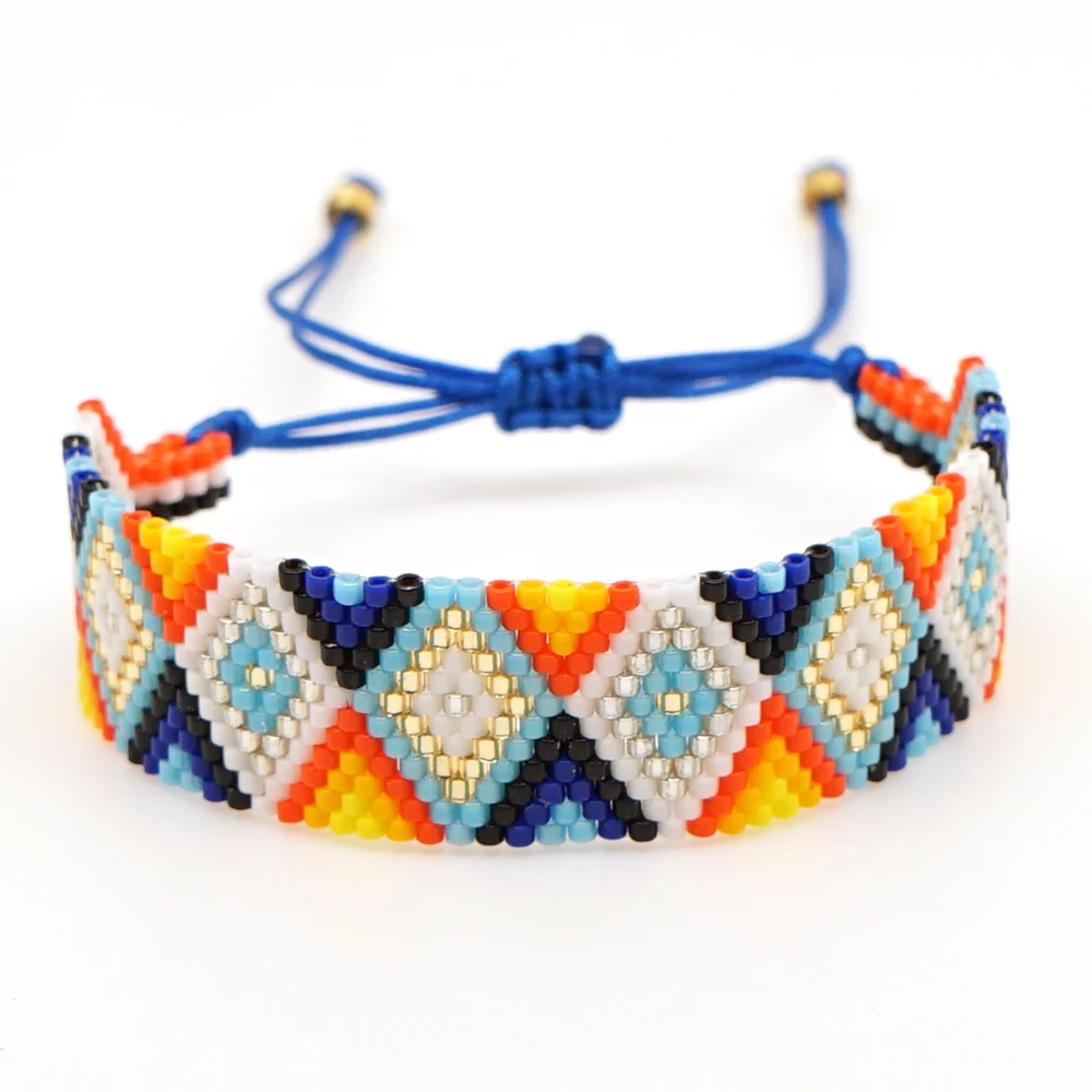 Go2boho Радужный Браслет MIYUKI, браслеты-манжеты для женщин, Boho Chic Pulseras Mujer, модные ювелирные изделия ручной работы, ткацкий браслет из бисера 20 - Окраска металла: MI-B190522A