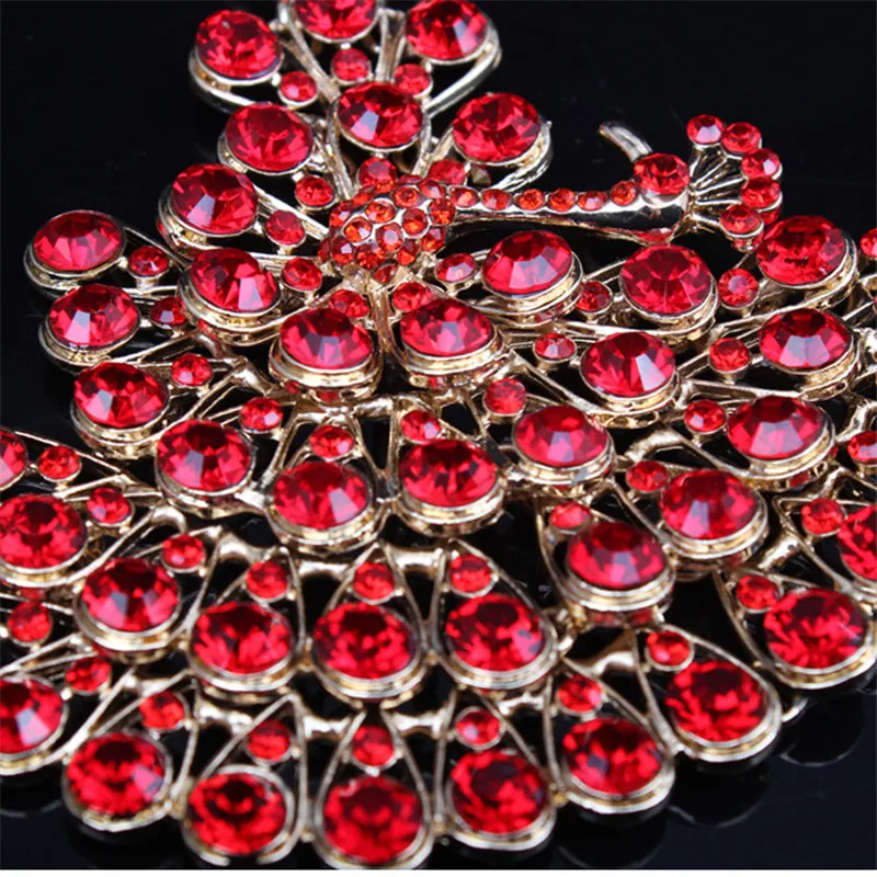 Conjunto de Jóias Conjunto de Jóias de Noiva Cor do Ouro Tela Aberta Pavão Multi Strass Colar Brincos Dança Feminino Cristal Redondo de Noiva Cor 11 High Quality Joias e Acessórios