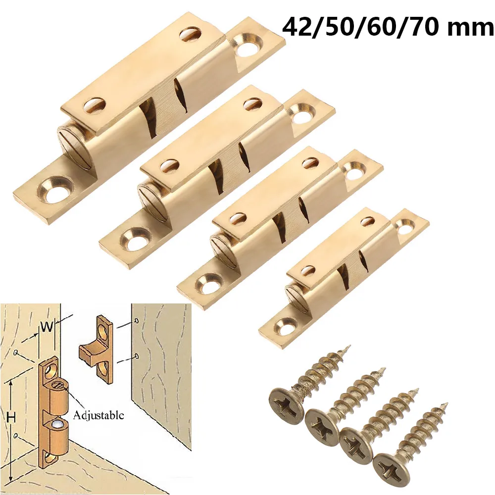 Door Catches Door Stops Cabinet Door Stop Cabinet Door Buffer Closet Buckles 1Set Cupboard Roller Catch Touch Push Damper Buffer Brass Door Lock With Screws Furniture Fittings