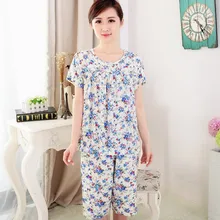 Хлопковая Шелковая пижама для женщин среднего возраста и пожилых людей, летняя тонкая хлопковая льняная Пижама с коротким рукавом для мамы, весна и осень