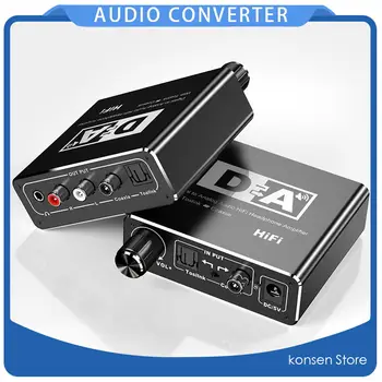 

Hifi DAC Amp Digital To Analog Audio Converter RCA 3.5mm Headphone Amplifier Toslink Optical Coaxial Output Portable dac 24bit