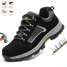 

Steel Toe Cap Shoes Men Work Safety Shoes with Indestructible Puncture-Proof Working Boots Lightweight Breathable Sneakers