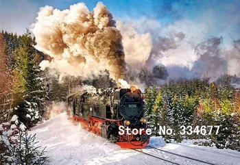 

steam train scenery Oil Painting Embroidery Needlework 14CT Counted Unprinted DIY Cross Stitch Kit Handmade Art Wall Decor