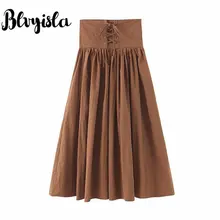 Blvyisla Ретро Высокая талия пояс для юбки женские богемные ремни юбки элегантная плиссированная Шикарная стильная одежда