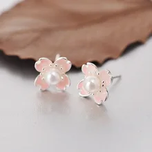 Серьги-гвоздики из стерлингового серебра 925 пробы с жемчугом и вишнями для женщин, свадебные подарки, ювелирные изделия, Подвесные серьги de ley 925 mujer eh089