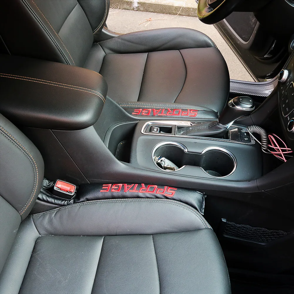 2pcs For Kia Sportage kia rio 3 PU Leather Car Seat Gap Filler Soft Pad Padding Spacer car Accessories with sportage logo
