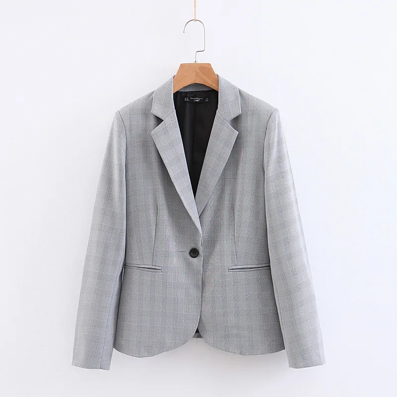 

37xb3-9208 2019 Spring New Style Casual Wind WOMEN'S Dress Pattern One-Button Suit Jacket