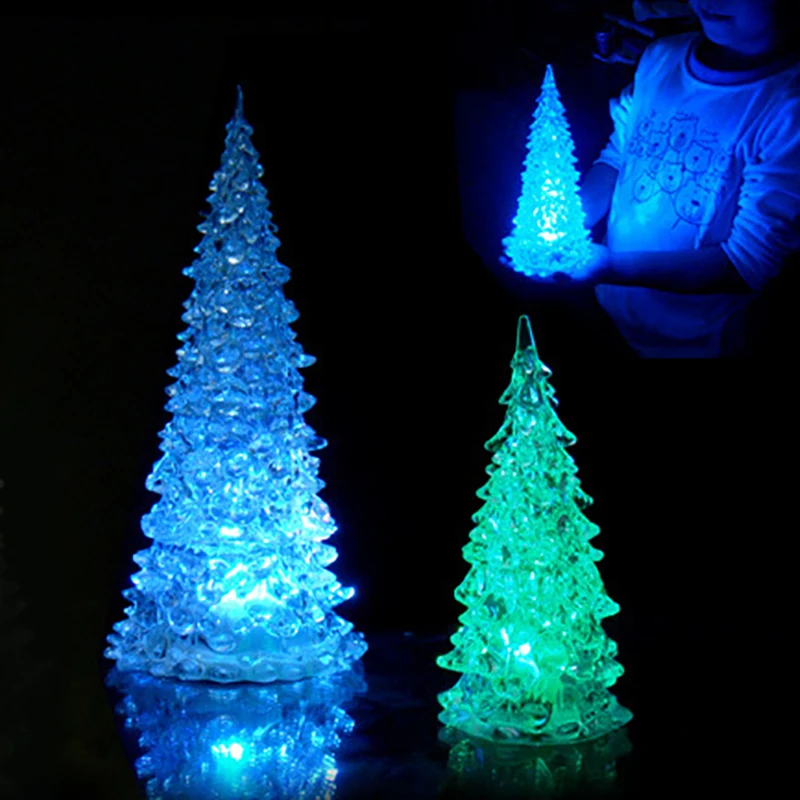 Креативный мини Ночной светильник, Хрустальный цвет, светодиодный, Рождественская елка, украшение, ночник, новогодняя светящаяся лампа, подарок для детей