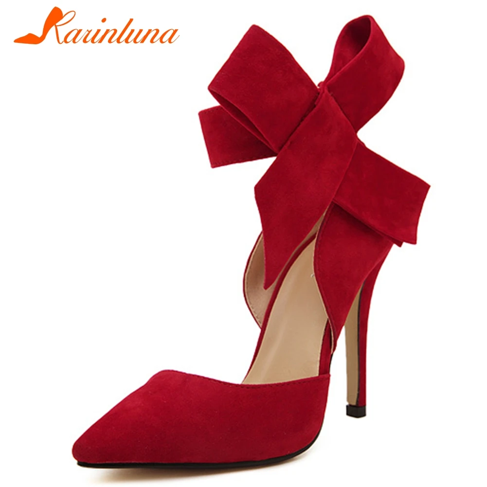 

KARINLUNA 35-41 New INS Hot Ladies Party Ol Sexy Sandals Fashion Bowtie Summer Sandals Women Thin High Heels Shoes Woman