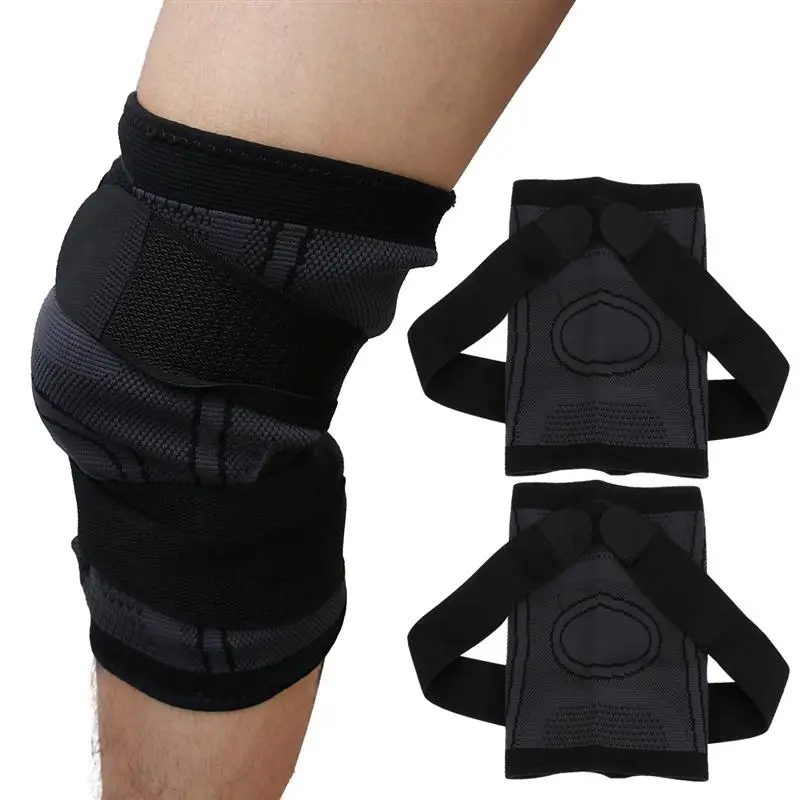 black XL 2 шт наколенник эластичный наколенник рукав наколенник протектор для спорта Фитнес Бег - Цвет: black XL