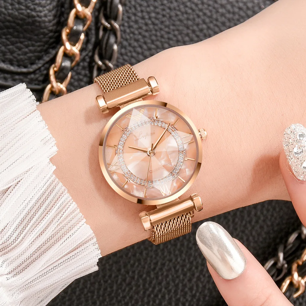 

Women Watches Creative Magnet Starry Sky Watch Luminous Arabic Clock Ladies Milanese Loop Wrist Watch Waterproof Rose Gold Hour