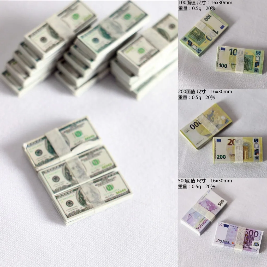 5 Bundles Mini Dollars Money Miniature Banknotes Children Toys Gifts Dollhouse Miniature Accessories miniature ornament miniature figurines