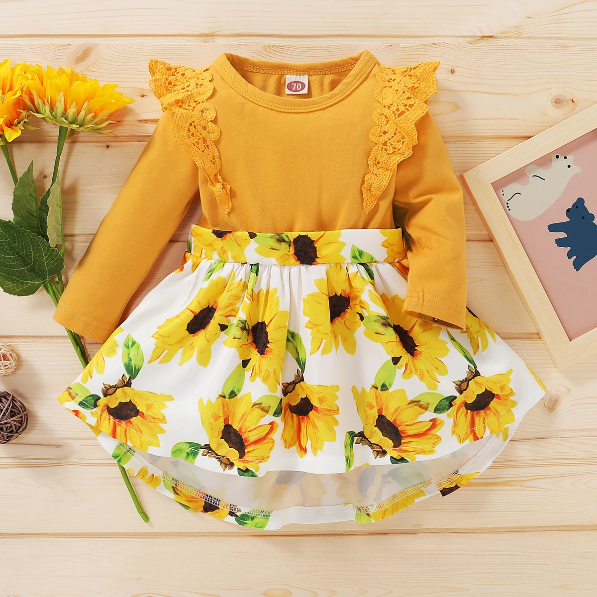 

Baby Girl Clothes 12 18 Months Toddler Girl Outfits Solid Long Sleeve Lace Ruffled Floral Print Toddler Girl Dresses Fall 2020