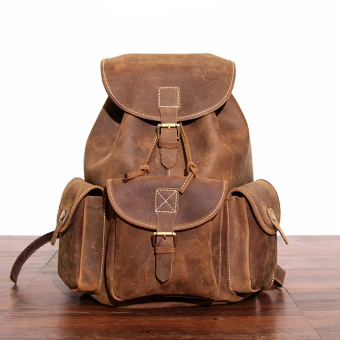 Originele Ontwerp Handgemaakte Vintage Lederen Mannen Tas Toevallige 14 \Laptop Tas Luxe Natuurlijke Crazy Horse Lederen heren rugzak Originele Ontwerp Handgemaakte Vintage Lederen Mannen Tas Toevallige 14 \Laptop Tas Luxe Natuurlijke Crazy Horse Lederen heren rugzak