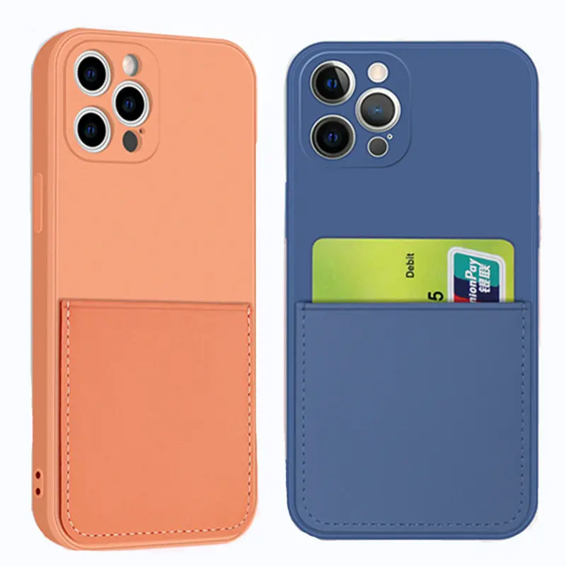 Candy Color Silicone Phone Case For iPhone 12 13 SE 2020 11 Pro Max XS X XR 6 7 8 Plus Wallet Card Holder Soft Shockproof Cover iphone xr phone case