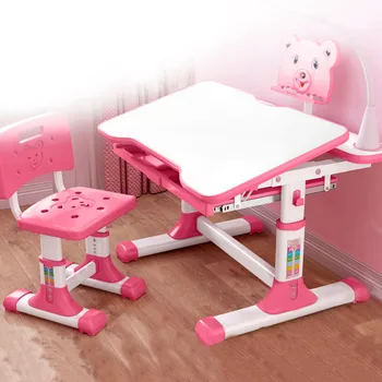 

Children Desk Study Table And Chair Set Kids Ergonomic Desk Height Adjustable Girls Boys Writing Desk Chair drawing table