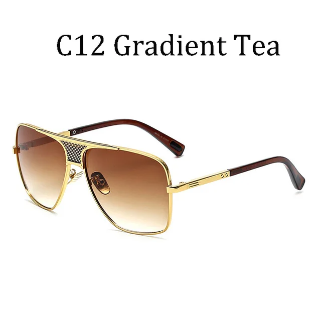 Lvvkee классические роскошные квадратные мужские большие солнцезащитные очки пилота в винтажном стиле женские солнцезащитные очки grandmaster UV400 Мужские и женские - Цвет линз: C12