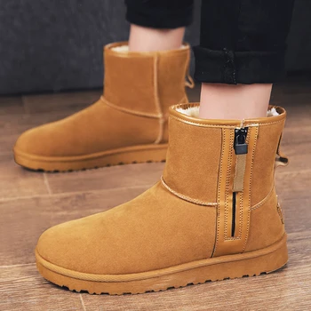 

Classic Men Boots Comfortable Winter Shoes For Men Snow Boots Brand Autumn Fashion Zipper Fur Ankle Boots Men Warm Casual Shoes