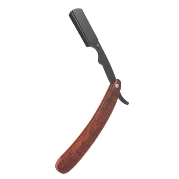 

Half Blade Razor Stainless Steel Straight Edge Razor Folding Shaver Knife Barber Razor Wooden Handle Facial Hair Beard Shaving