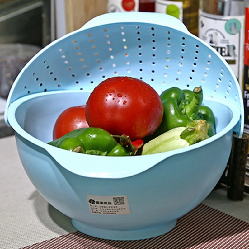 Новинка, горячая Sale2-in-1, кухонный органайзер для фруктов и овощей, корзина для мытья и слива, Кухонное средство для мытья риса