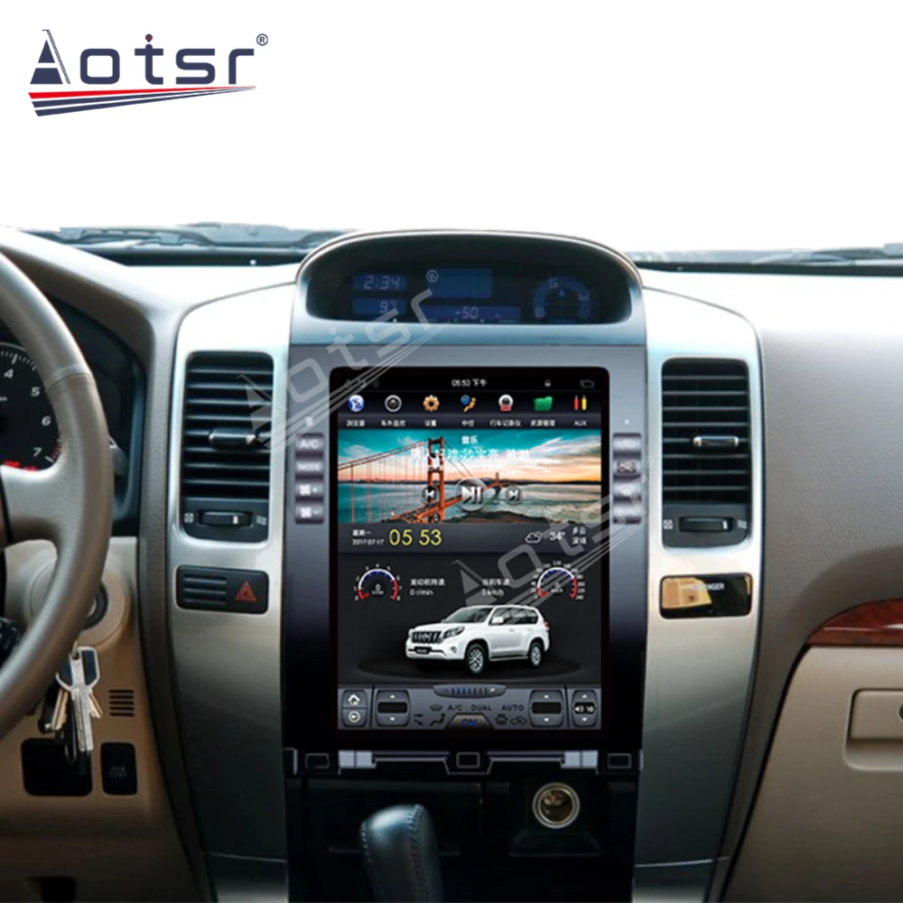 128GB Tesla Style Android for Toyota Prado 120 2002+ Multimedia Car Radio Player Auto GPS Navigation Stereo DSP Carplay 4G SIM