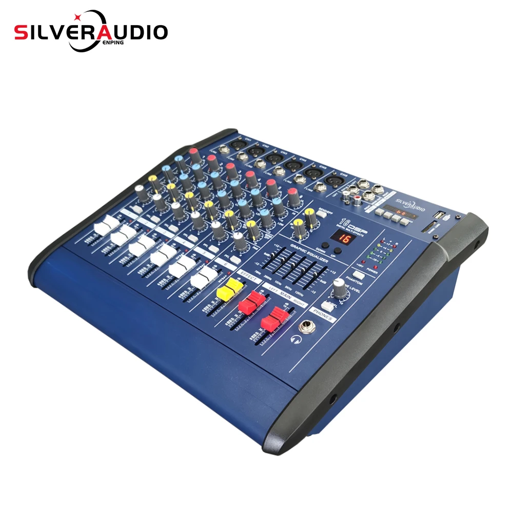 GAX-602D 팬텀 파워 6 채널 앰프, DJ 가라오케 오디오 믹서 지지대, 퍼포먼스 패밀리용 USB 메모리 카드, 48V