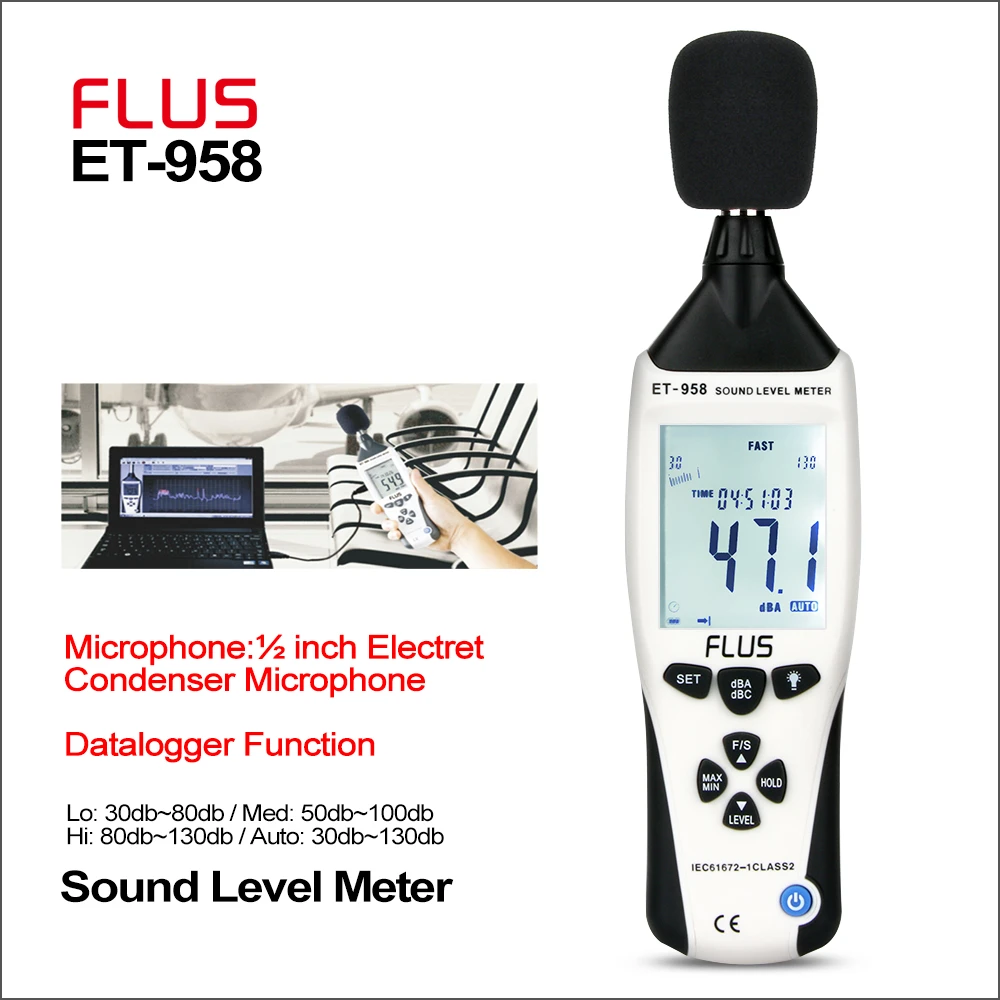 A Digital Sound Level Meter Decibel Meter 30-130dB Sound Level Meter Logger Handheld Noise Measurement Digital Audio Level Meter A Digital Sound Level Meter Decibel Meter 30-130dB Sound Level Meter Logger Handheld Noise Measurement Digital Audio Level Meter