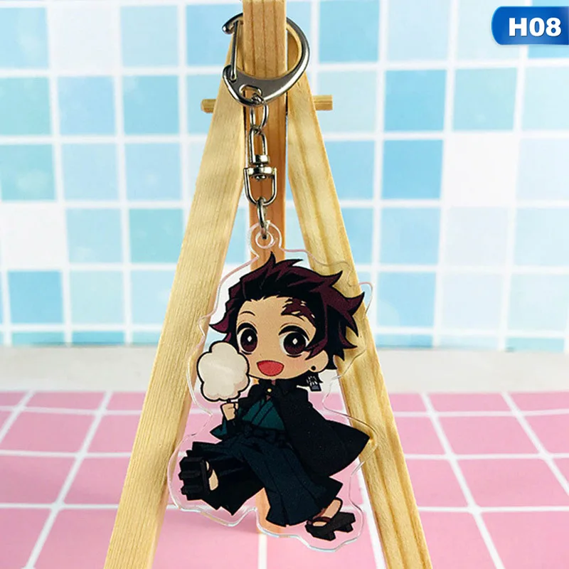 KEY4779H08 Аниме демон убийца Kimetsu no Yaiba акриловый брелок для ключей гоночные ремни - Цвет: KEY4779H08