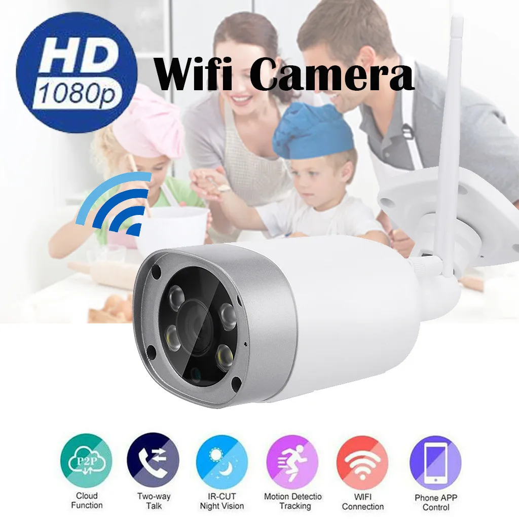 Wi-Fi, 1080P HD Водонепроницаемый безопасности SD карта IP пуля Камера ИК Ночное видение 2-полосная Аудио голосового вызова Облачное хранилище для Onvif CMOS