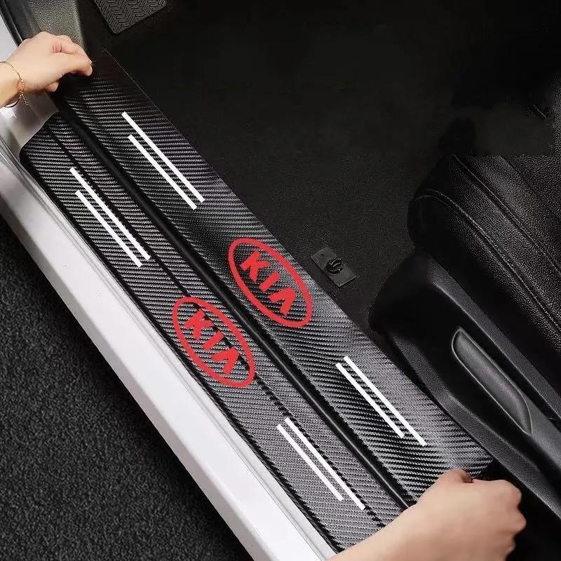 4Pcs Carbon Fiber Car Door Threshold Sill protection Stickers For Kia Ceed Rio Sportage R K3 4 5 Sorento Cerato Optima 2017 | Автомобили и